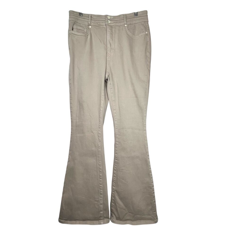 Judy Blue High Double Waistband Tummy Control Flare jeans, khaki, size 15/32 EUC